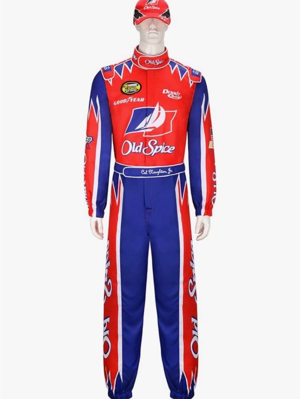 Old Spice Racing Suit - Red & Blue Crew Jumpsuit Costume